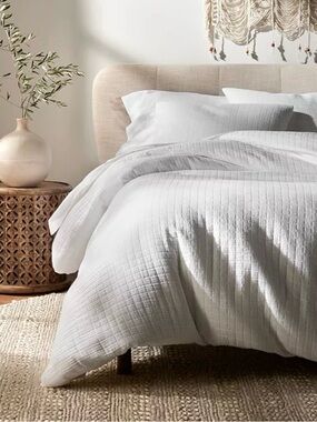 Oake
Organic Cotton Check Matelassé 3-Pc. Comforter Set, Full/Queen white
